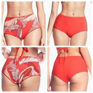 Maaji Women's Lil Grom Cayenne Red Bardot Reversible Full Bikini Bottom size sma